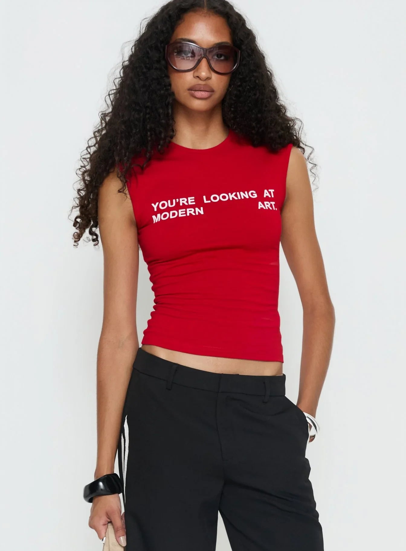 Modern Art Graphic Baby Tee Red
