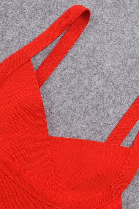 Bek Bandage Dress Lipstick Red