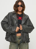 Magnets Faux Leather Jacket Washed Charcoal