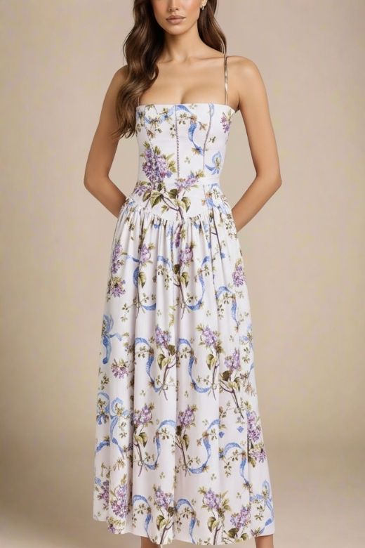 Tasmin Midi Dress White Floral