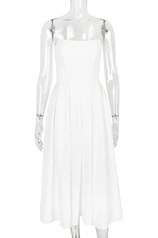 Capri Strapless Midi Dress White Pearl Sale