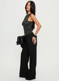 Deonne Straight Leg Buckle Pants Black