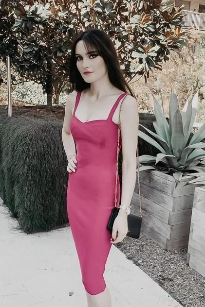 Heidi Bandage Midi Dress Magenta Pink Sale