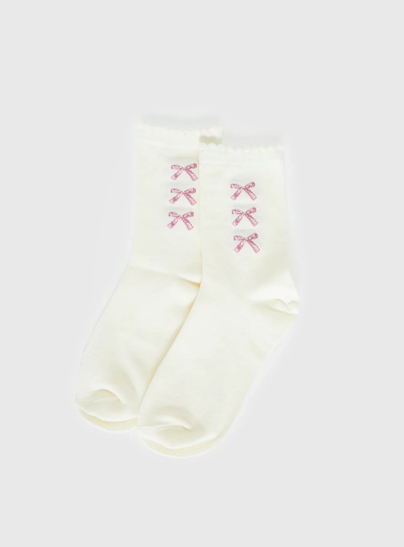 Teen Spirit Bow Socks White Pink