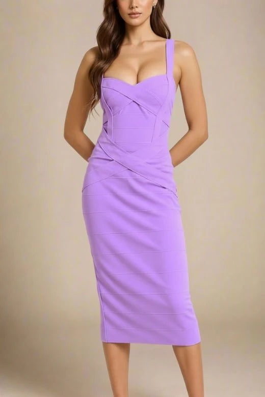 Heidi Bandage Midi Dress Violet Purple