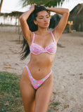 Love Letters High Cut Cheeky Bikini Bottoms Pink Floral