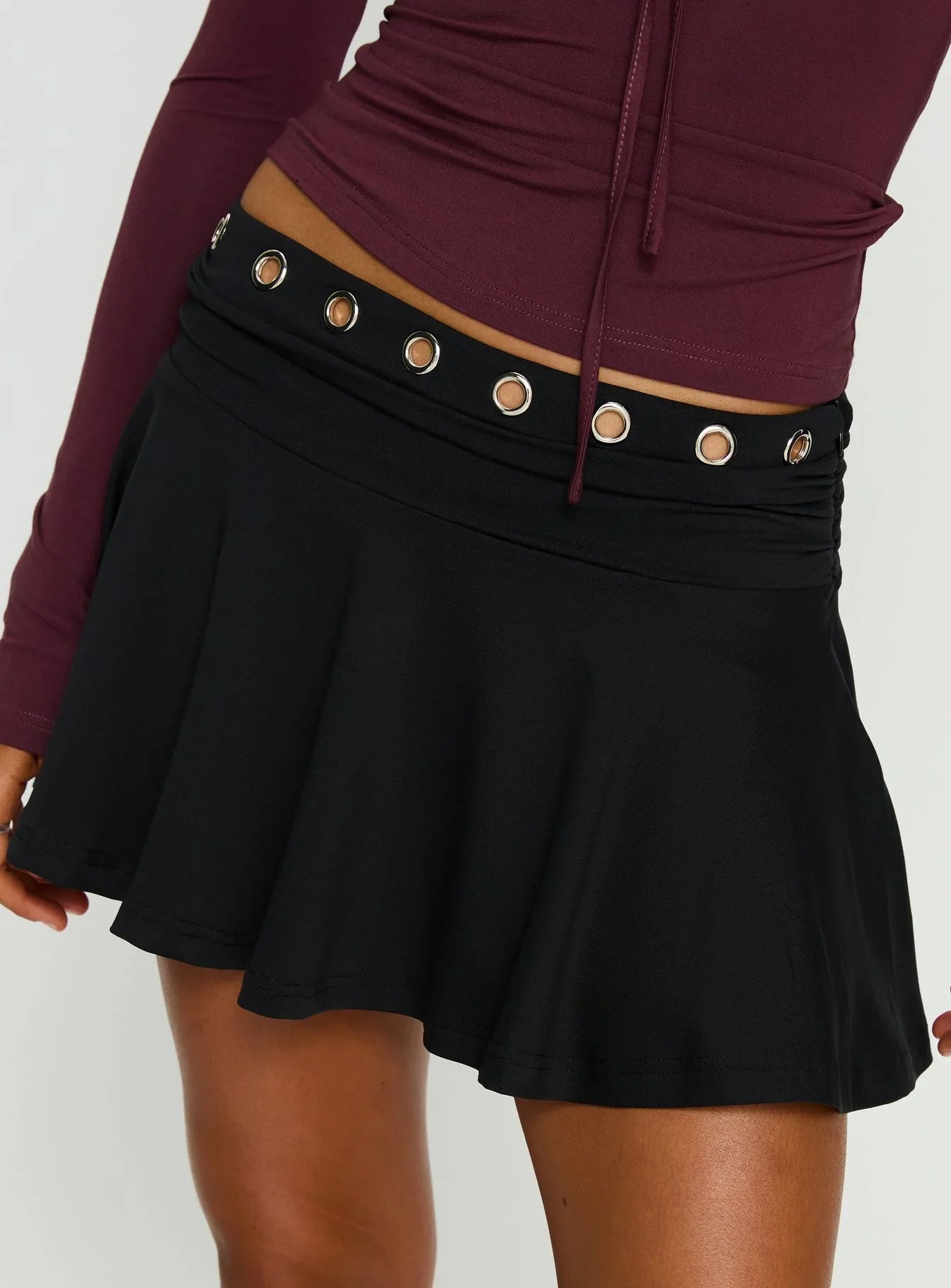 Amryn Eyelet Mini Skirt Black