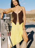Fantasize Lace Midi Skirt Yellow