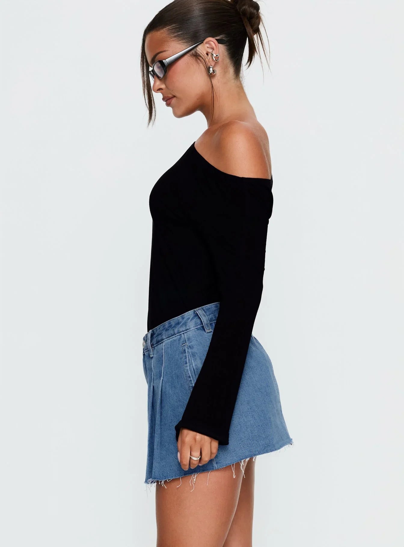 Debera Pleated Mini Skirt Mid Blue Wash