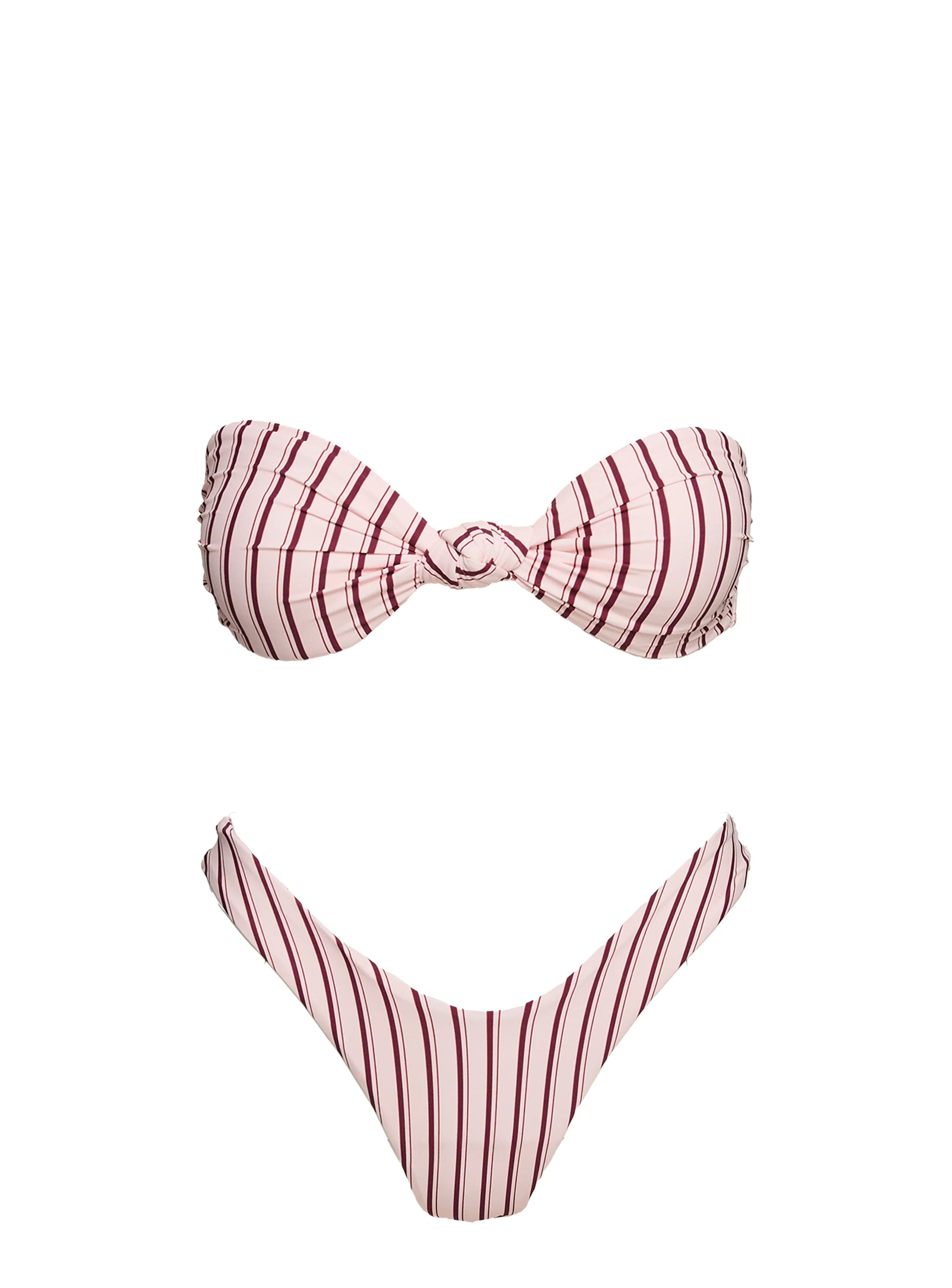 Nevaeh High Cut Bikini Bottoms Pale Pink Stripe