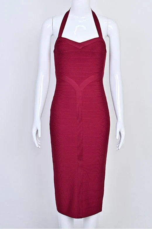 Lara Bandage Midi Dress Red Wine