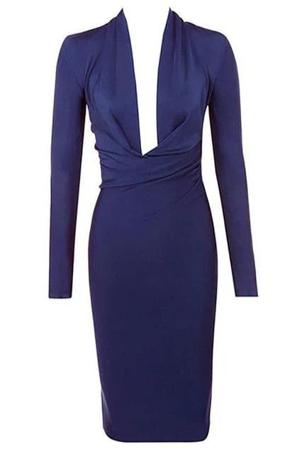 Blaire Long Sleeve Bandage Dress Navy Blue