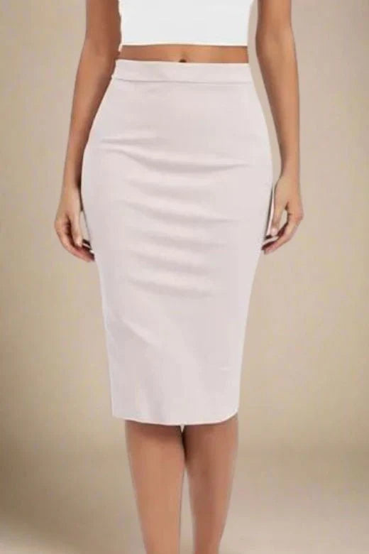 Pencil High Waist Bandage Midi Skirt Cream