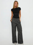 Jaysa Baggy Wide Leg Pant Grey Pinstripe
