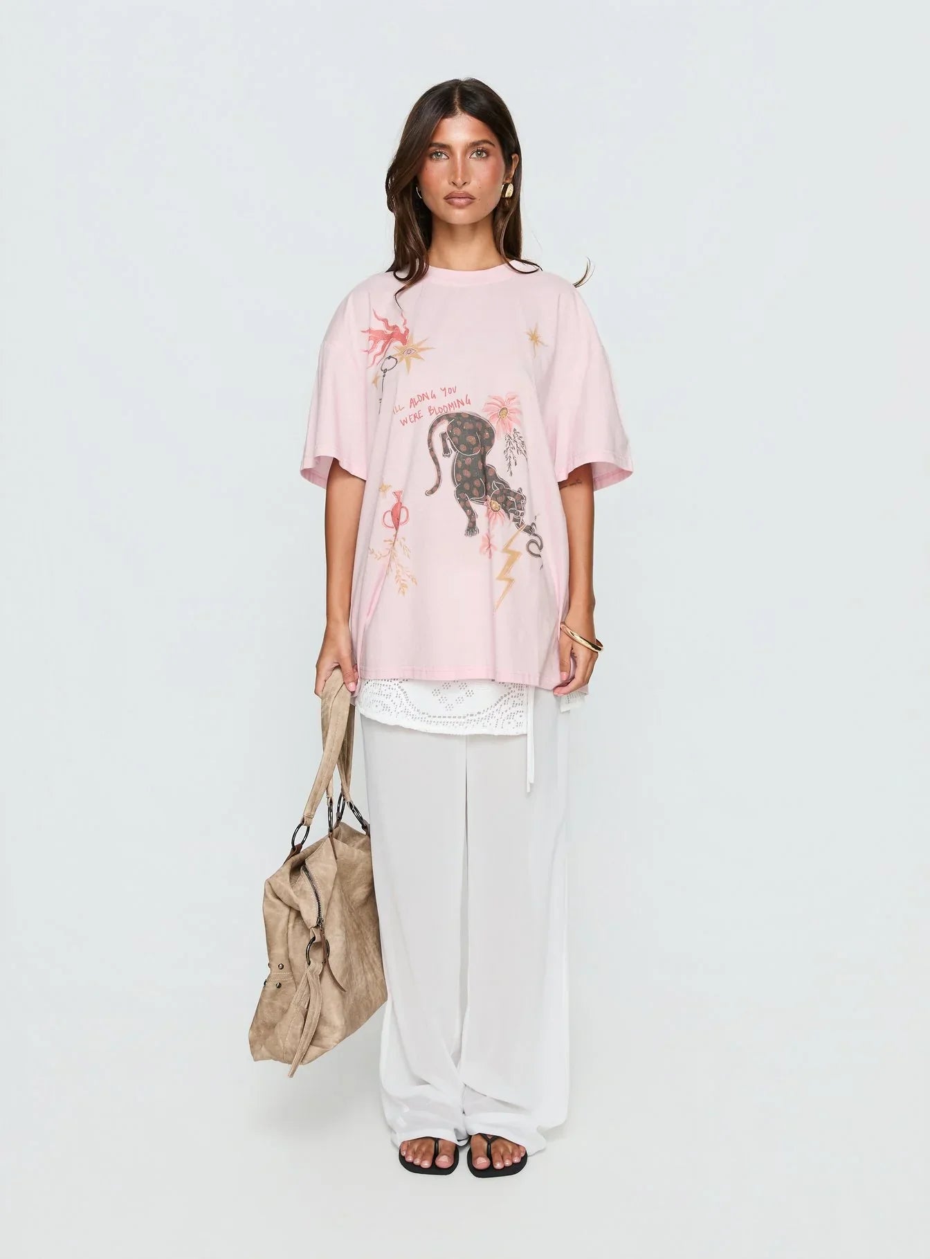 Blooming Love Oversized Graphic Tee Pink