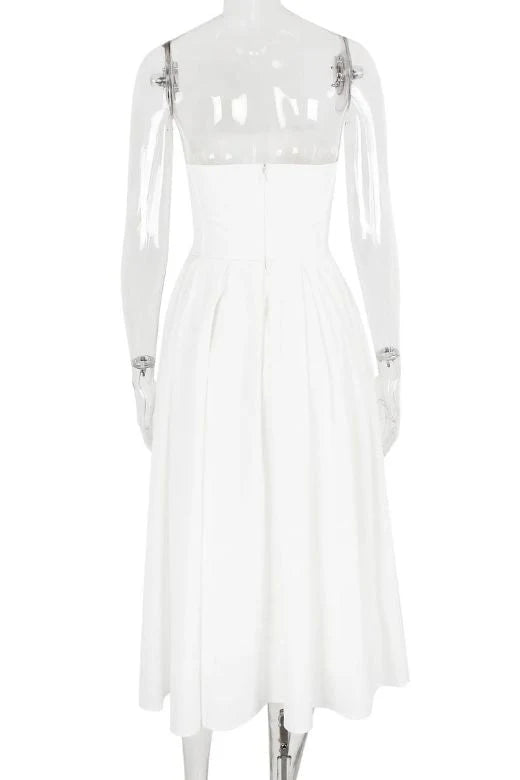 Capri Strapless Midi Dress White Pearl Sale