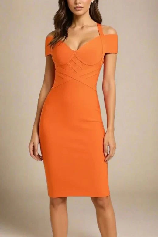 Leo Bandage Midi Dress Apricot Orange Sale