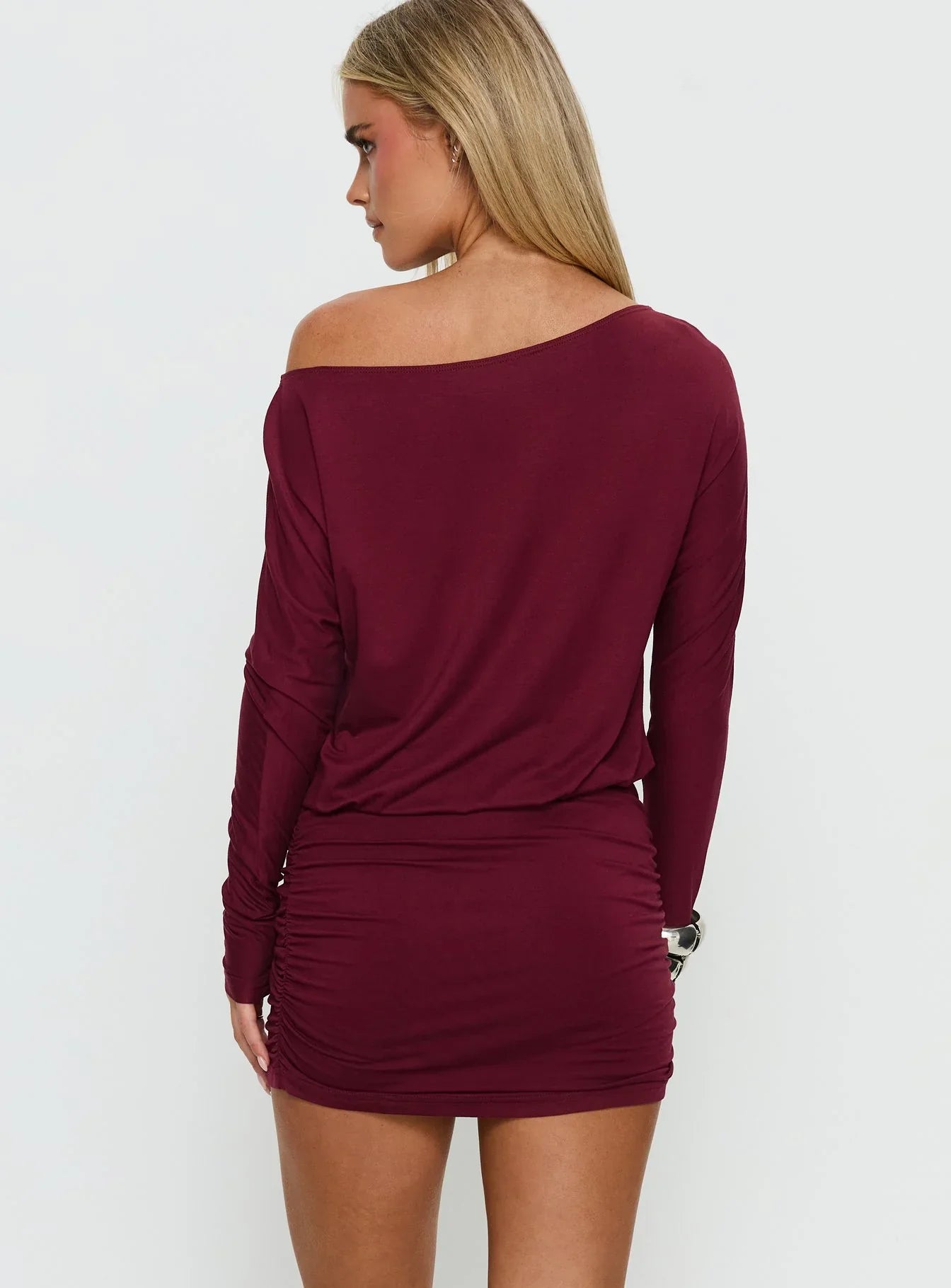 Kaitlinn Ruched Long Sleeve Playsuit Red