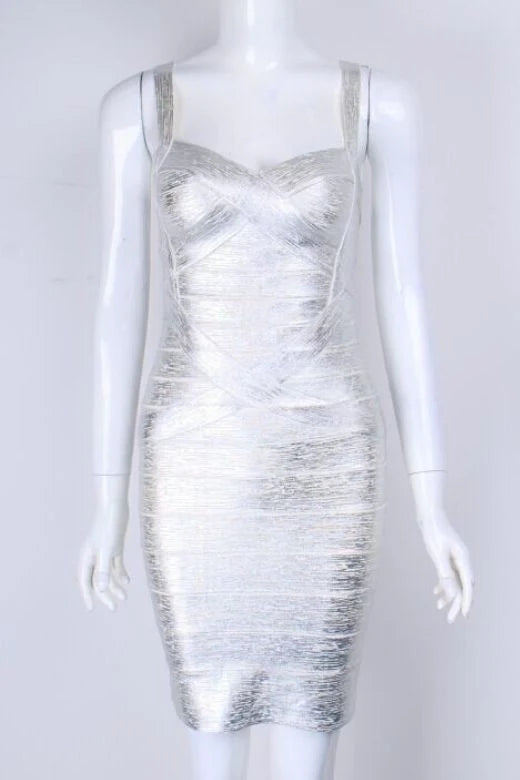 Heidi Bandage Mini Dress Silver Sale