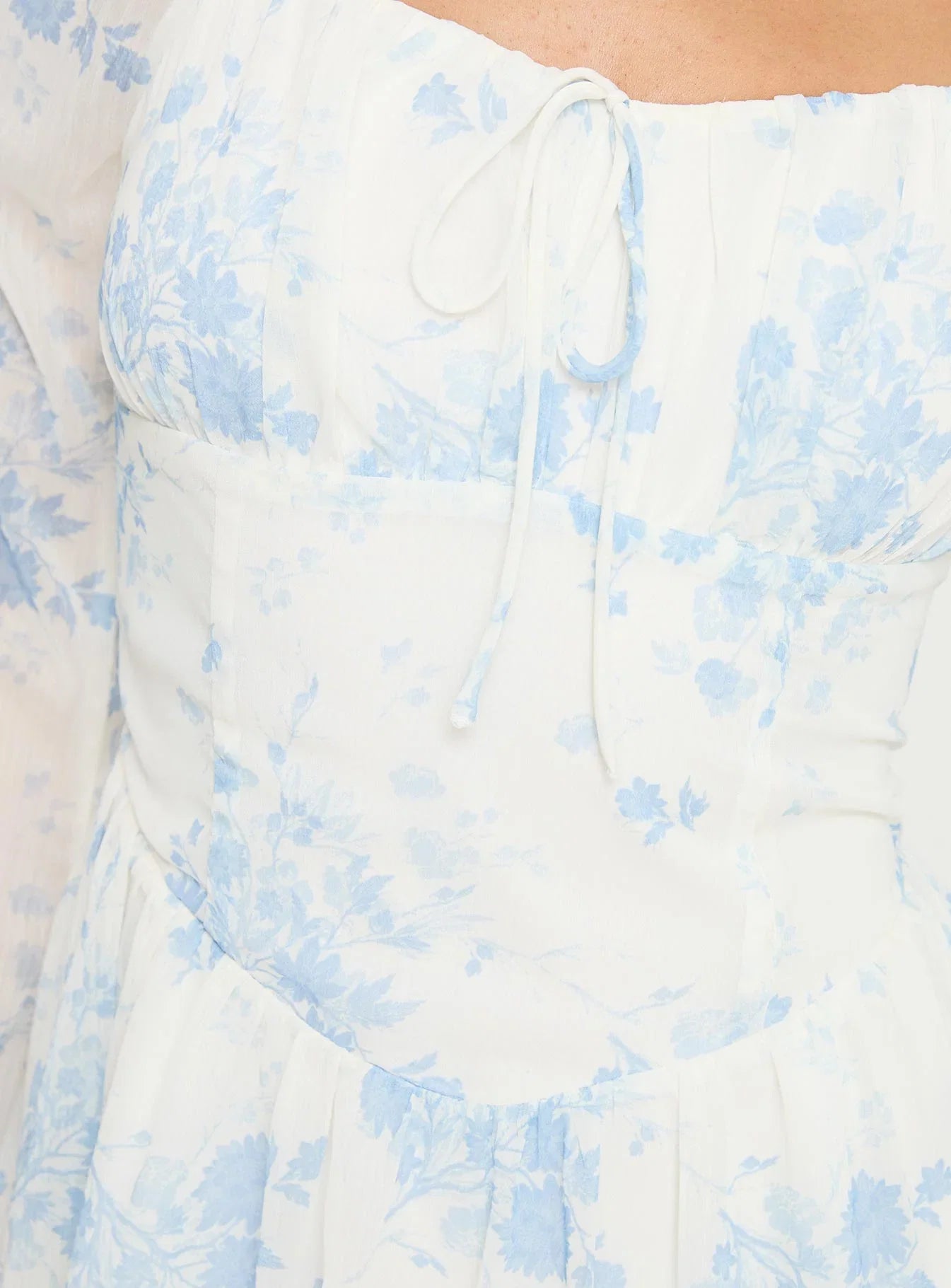 Robertstone Long Sleeve Mini Dress White Blue Floral