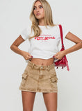 Velveta Low Rise Denim Skirt Camel