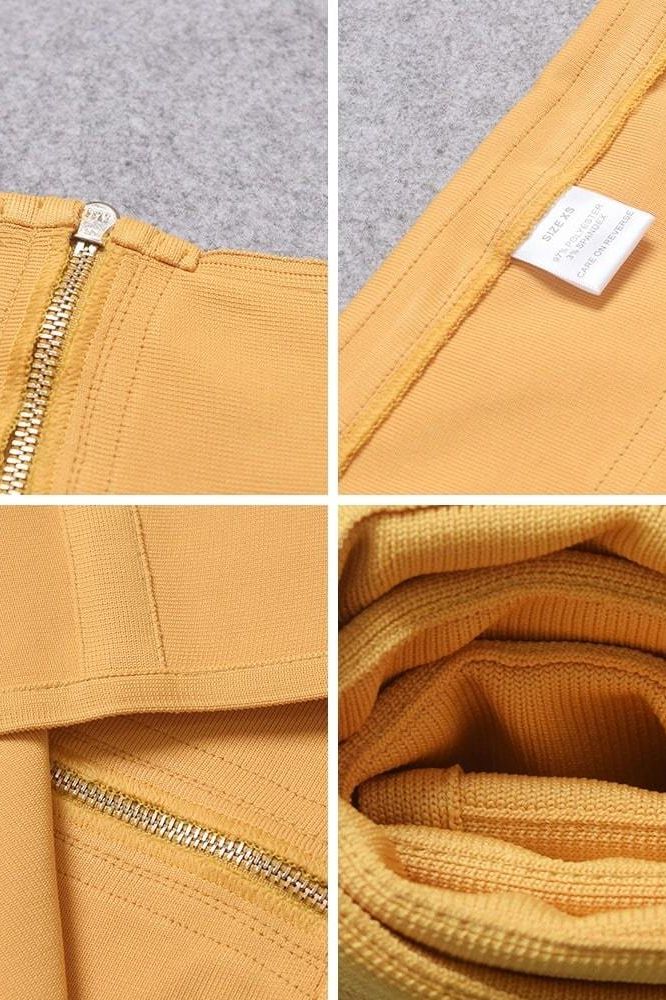 Lea Bandage Midi Dress Mustard Yellow