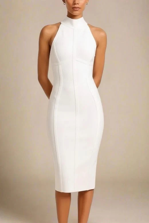 Lea Bandage Midi Dress White Pearl