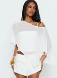 Senzo Chiffon Poncho Top White