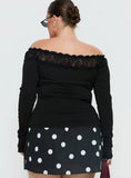 Breiann Lace Off Shoulder Long Sleeve Top Black Curve