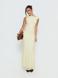 Krystyna Off Shoulder Ruched Mesh Maxi Dress Butter