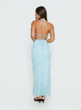 Adesta Frill Halter Maxi Dress Blue