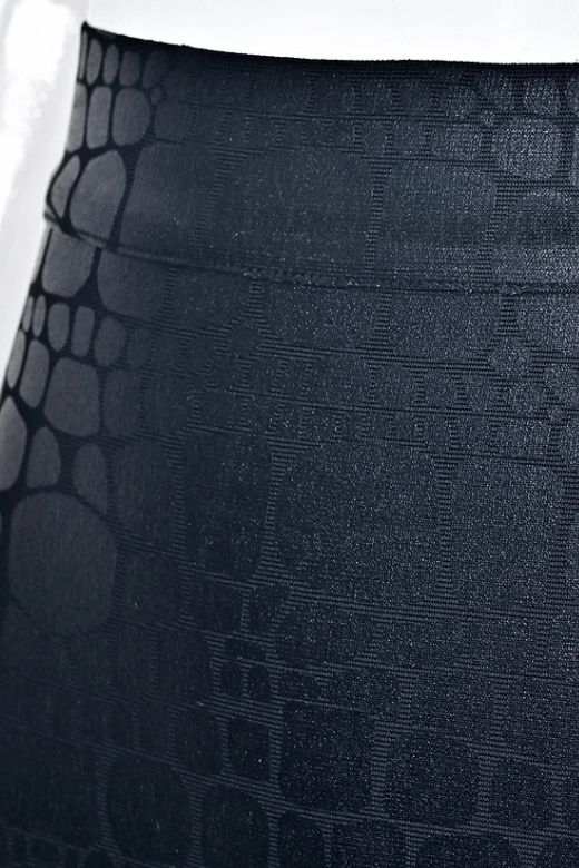 High Waist Leather Pencil Skirt Midi Length Crocodile Black