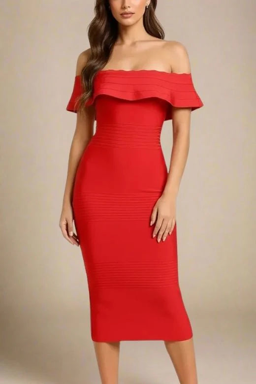 Billie Bandage Midi Dress Lipstick Red