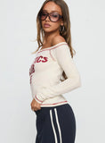 Athletics Club Long Sleeve Graphic Top Cream Red