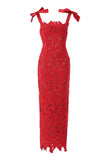 Odette Bodycon Lace Maxi Dress Lipstick Red