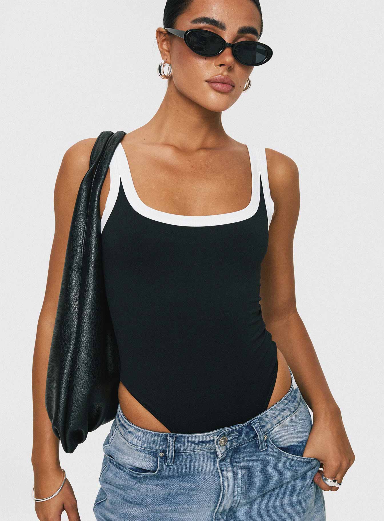 Astrea Bodysuit Black White