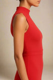 Grace Bandage Midi Dress Lipstick Red