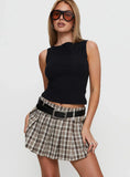Envision Pleat Mini Skirt Brown Multi