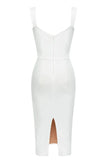Marilyn Bodycon Wrap Midi Dress White Pearl
