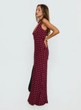 Nellie Maxi Dress Burgundy Polka Dot
