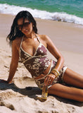 Makira Halter Top Brown Hibiscus