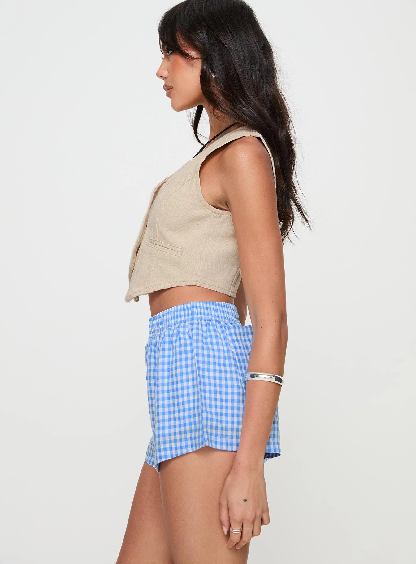 Beach House Shorts Blue White Gingham
