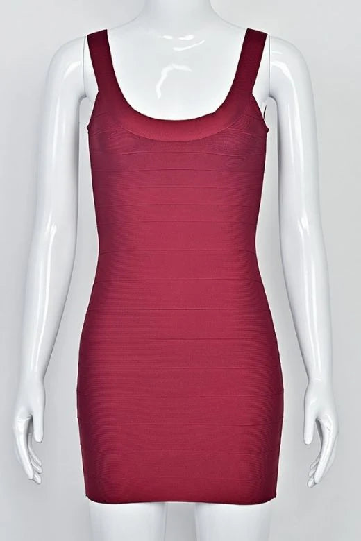 Cindy Bandage Mini Dress Red Wine