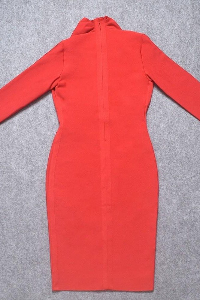 Blaire Long Sleeve Bandage Dress Lipstick Red
