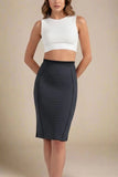 Pencil Bandage Knitted Knee Length Skirt Classic Black