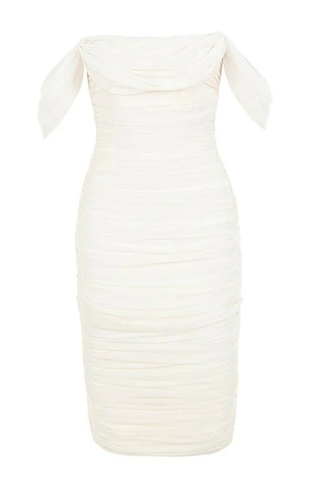 Zia Bodycon Wrap Dress White Pearl
