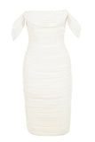 Zia Bodycon Wrap Dress White Pearl