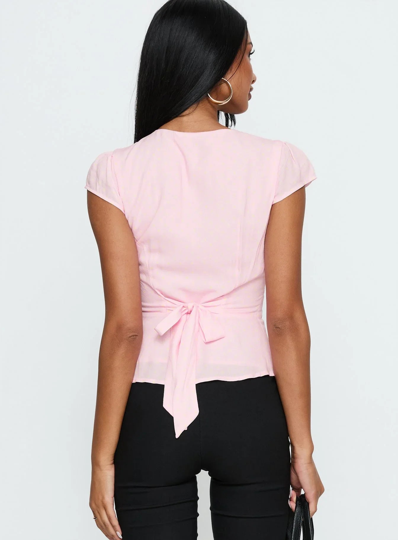 Dalanna Cap Sleeve Top Pink / Lemon Polka