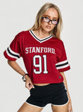 Stanford Cropped Football Jersey Tee Red