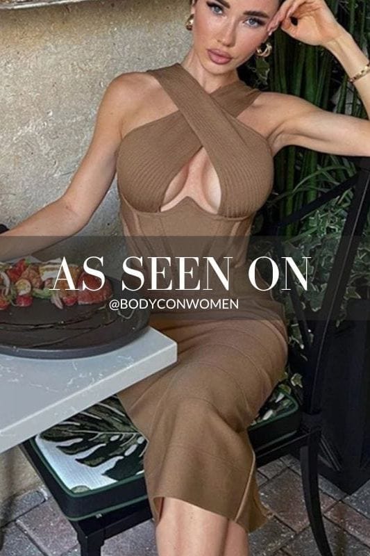 Sasha Bandage Midi Dress Apricot Orange